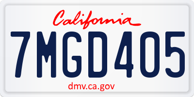 CA license plate 7MGD405