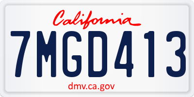 CA license plate 7MGD413