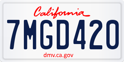 CA license plate 7MGD420
