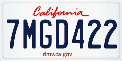 CA license plate 7MGD422