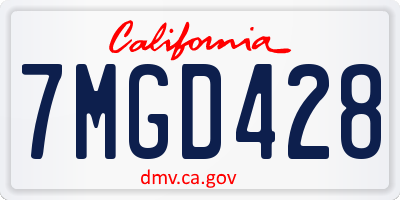 CA license plate 7MGD428