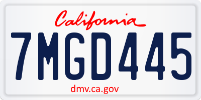 CA license plate 7MGD445