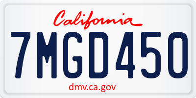 CA license plate 7MGD450