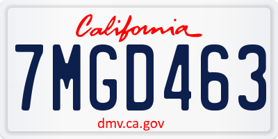 CA license plate 7MGD463