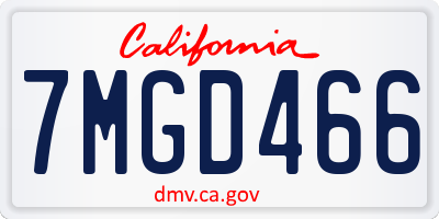 CA license plate 7MGD466