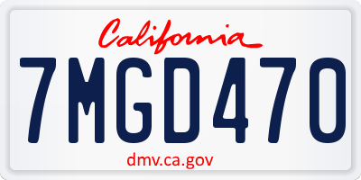 CA license plate 7MGD470