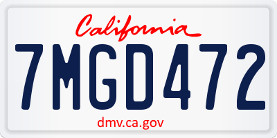 CA license plate 7MGD472