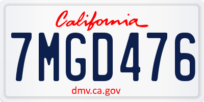 CA license plate 7MGD476