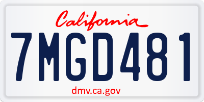 CA license plate 7MGD481