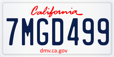 CA license plate 7MGD499