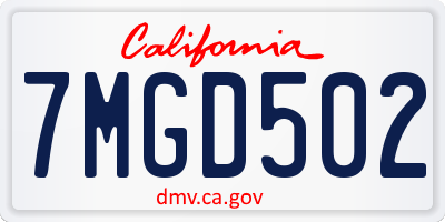 CA license plate 7MGD502