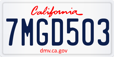 CA license plate 7MGD503