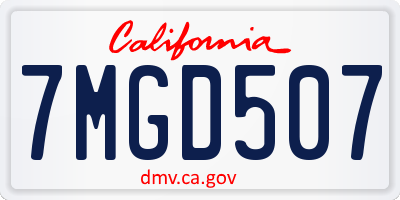 CA license plate 7MGD507