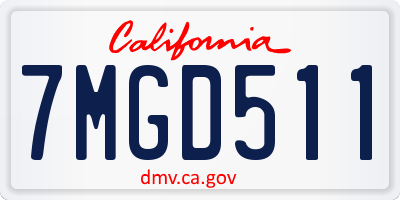 CA license plate 7MGD511