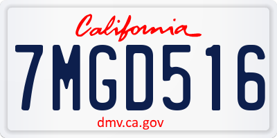 CA license plate 7MGD516