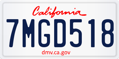 CA license plate 7MGD518