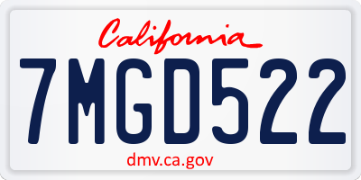 CA license plate 7MGD522