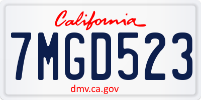 CA license plate 7MGD523