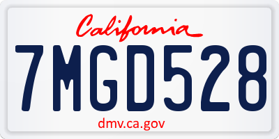 CA license plate 7MGD528