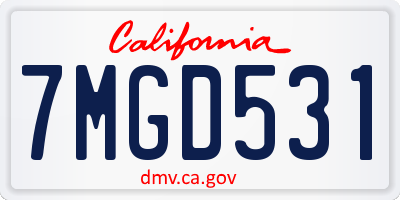 CA license plate 7MGD531