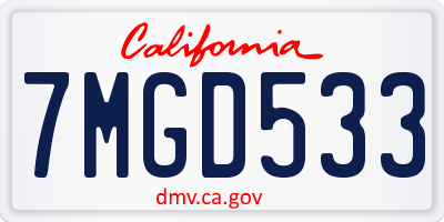 CA license plate 7MGD533