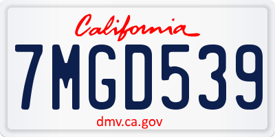 CA license plate 7MGD539