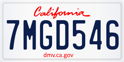 CA license plate 7MGD546