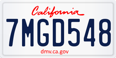 CA license plate 7MGD548