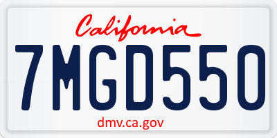 CA license plate 7MGD550