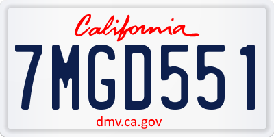 CA license plate 7MGD551