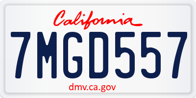 CA license plate 7MGD557