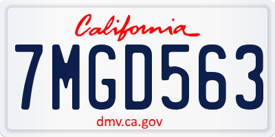 CA license plate 7MGD563