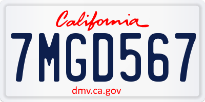 CA license plate 7MGD567