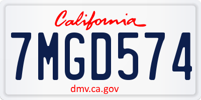 CA license plate 7MGD574