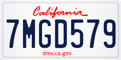 CA license plate 7MGD579