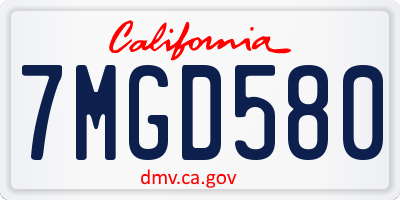 CA license plate 7MGD580