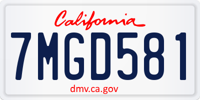 CA license plate 7MGD581