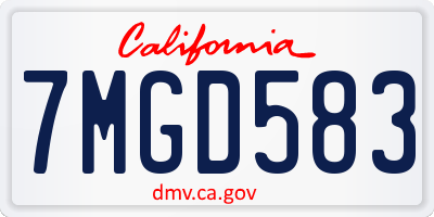 CA license plate 7MGD583