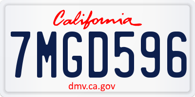 CA license plate 7MGD596