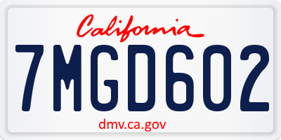 CA license plate 7MGD602