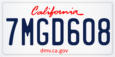 CA license plate 7MGD608
