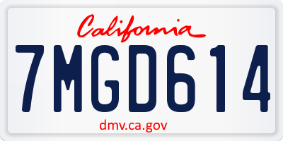CA license plate 7MGD614