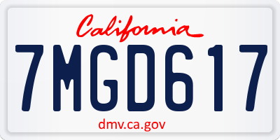 CA license plate 7MGD617
