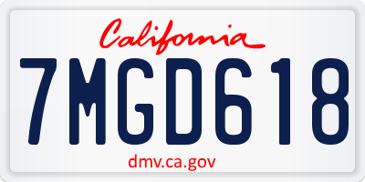 CA license plate 7MGD618