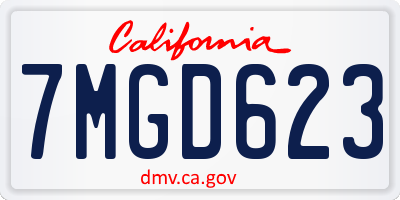 CA license plate 7MGD623