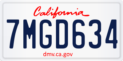 CA license plate 7MGD634