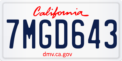 CA license plate 7MGD643