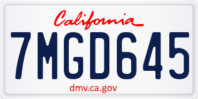 CA license plate 7MGD645