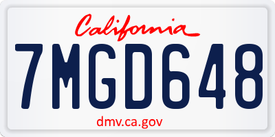 CA license plate 7MGD648