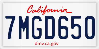 CA license plate 7MGD650